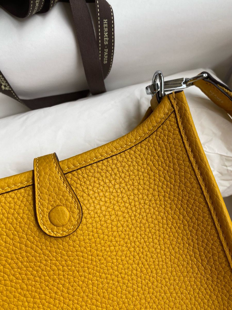 Hermes Evelyne Mini Handmade Bag in Jaune Clemence Leather - Image 8