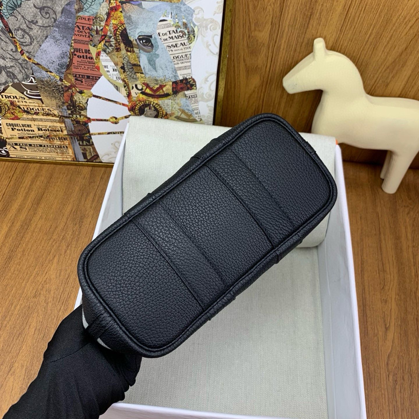 Hermes Neo Garden Party 23 Bag in Canvas and Black Negonda Calfskin - Image 7