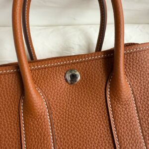 Hermes Neo Garden Party 23 Handmade Bag in Gold Clemence Leather