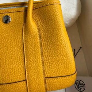 Hermes Neo Garden Party 23 Handmade Bag in Jaune Ambre Clemence Leather