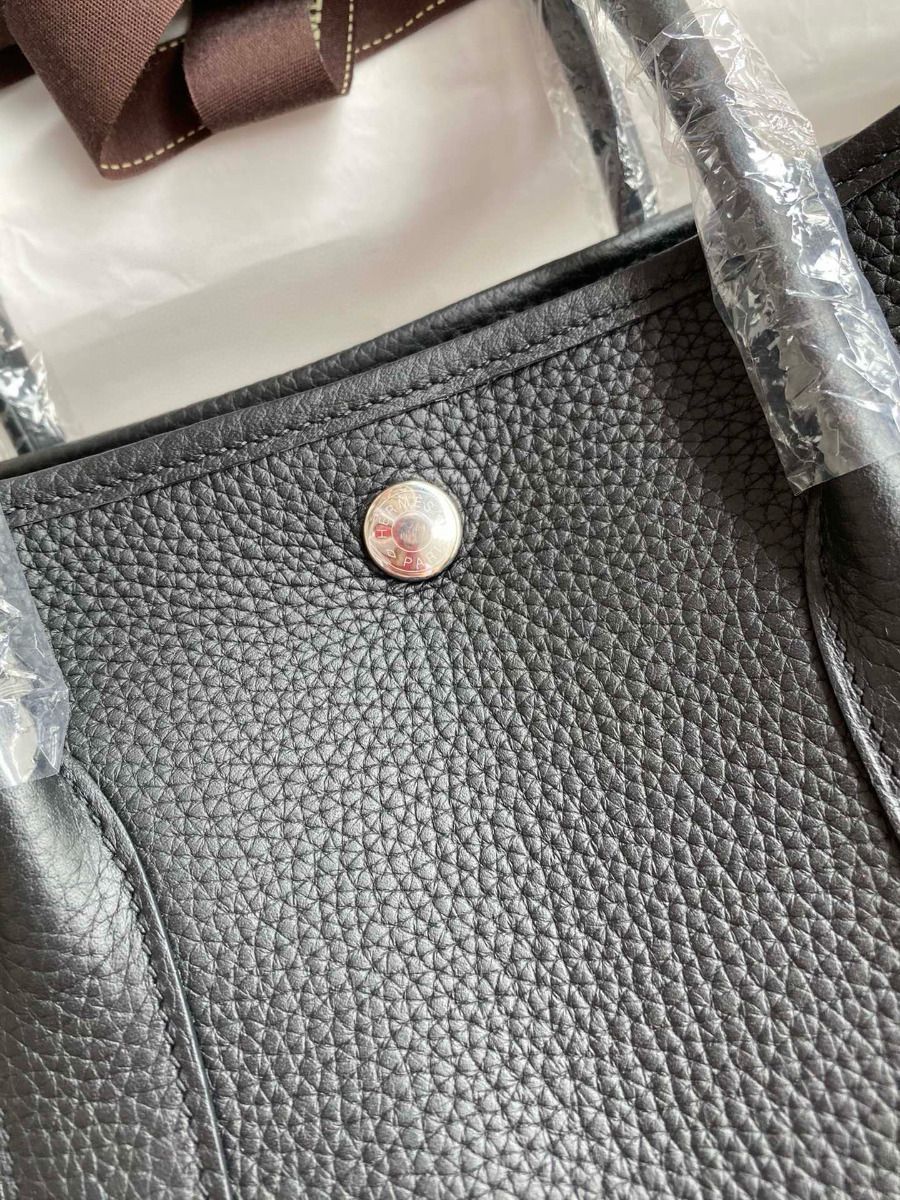 Hermes Garden Party 30 Handmade Bag in Black Clemence Leather - Image 3