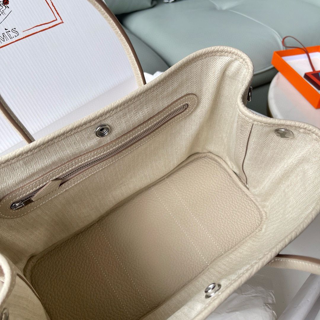 Hermes Garden Party 30 Handmade Bag in Beton Negonda Leather - Image 8