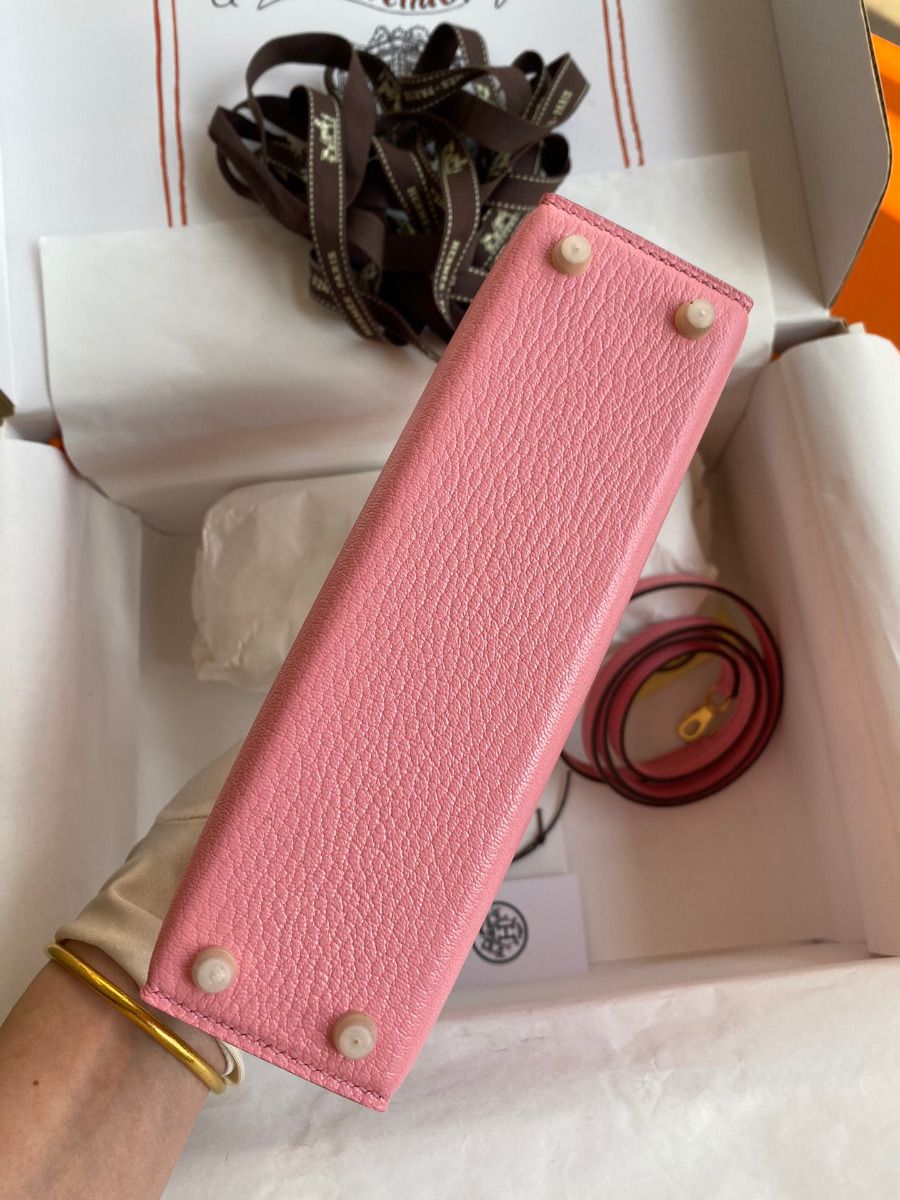 Hermes Kelly Mini II Sellier Handmade Bag In Rose Confetti Chevre Mysore Leather - Image 4