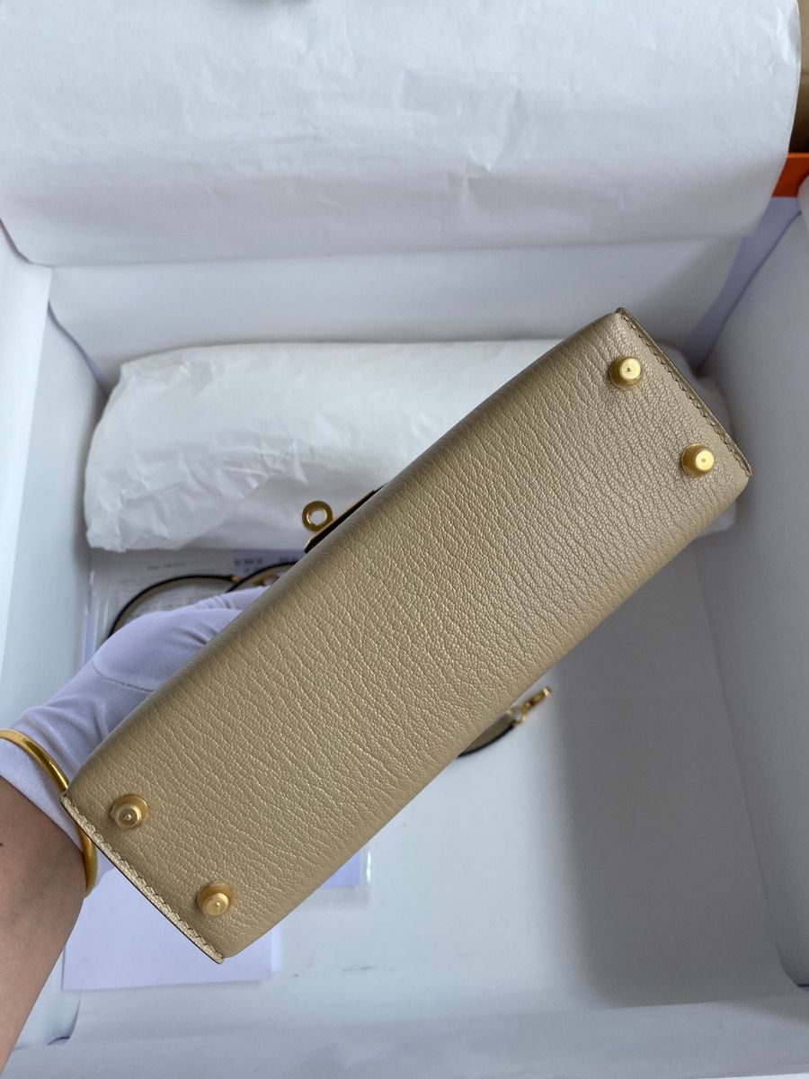 Hermes Kelly Mini II Sellier Handmade Bag In Trench Chevre Mysore Leather - Image 4