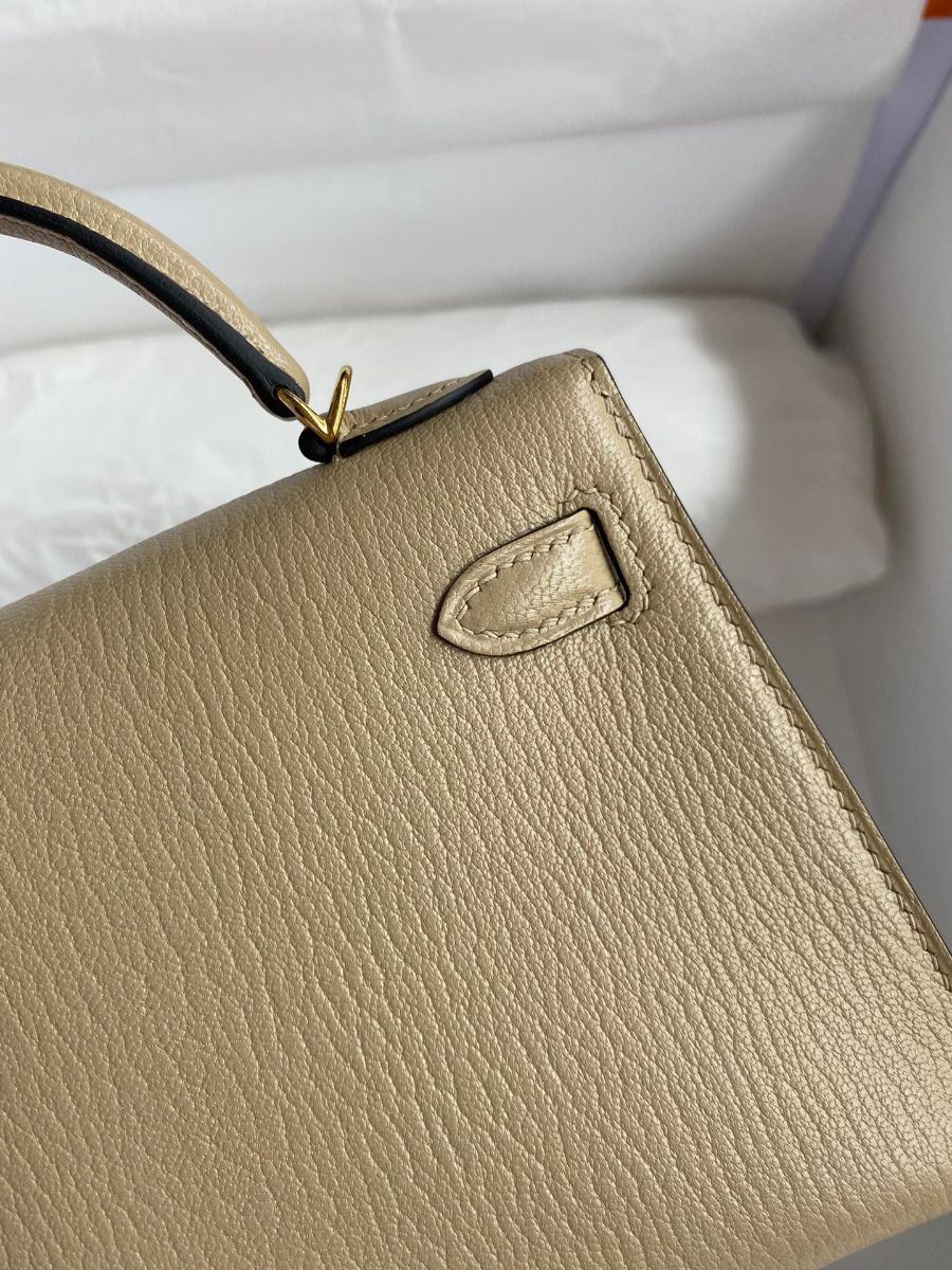 Hermes Kelly Mini II Sellier Handmade Bag In Trench Chevre Mysore Leather - Image 6