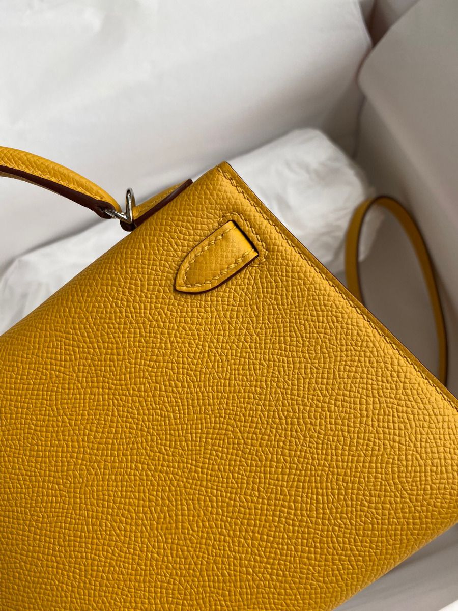 Hermes Kelly Mini II Sellier Handmade Bag In Jaune Ambre Epsom Calfskin - Image 6