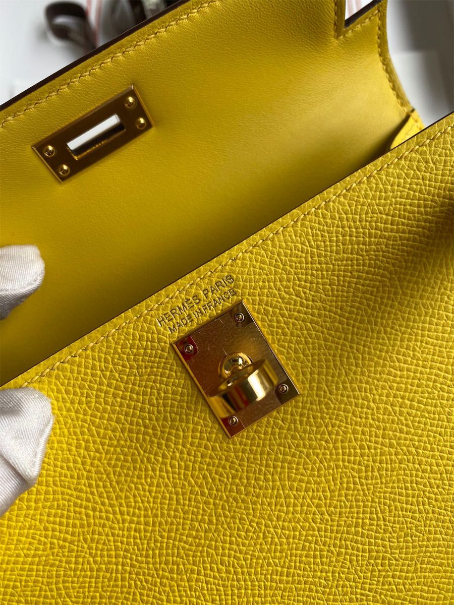 Hermes Kelly Mini II Sellier Handmade Bag In Jaune de Naples Epsom Calfskin - Image 9