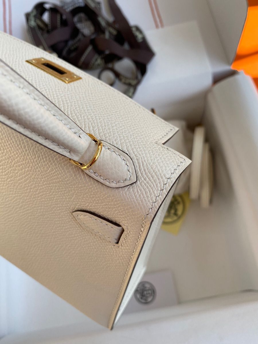 Hermes Kelly Mini II Sellier Handmade Bag In Nata Epsom Calfskin - Image 8
