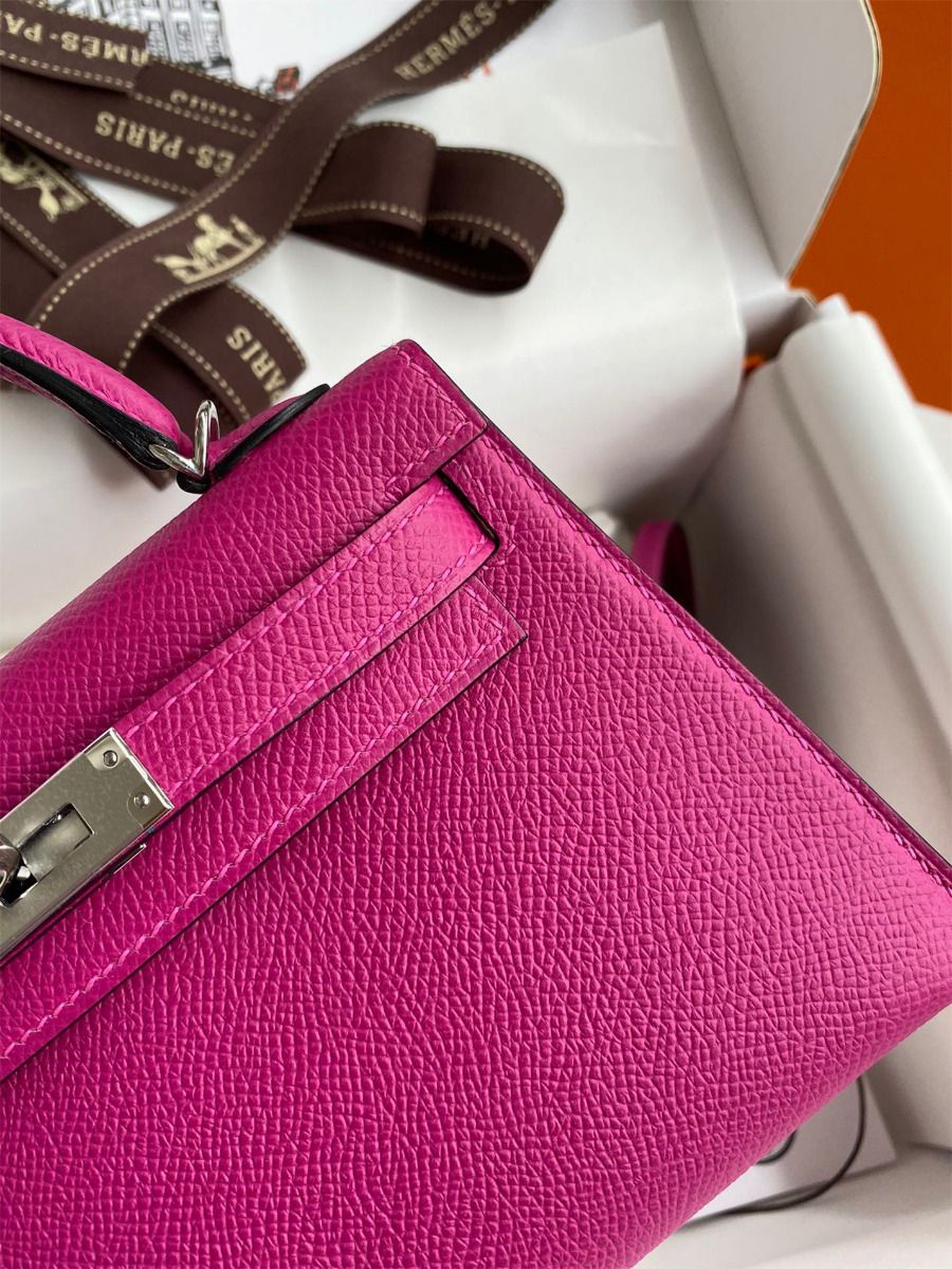 Hermes Kelly Mini II Sellier Handmade Bag In Rose Purple Epsom Calfskin - Image 5