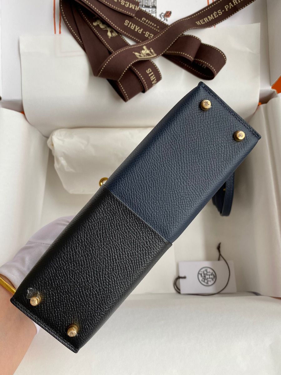 Hermes Kelly Mini II Sellier Tri-color Bag In Black/Blue Indigo/Red Calfskin - Image 4