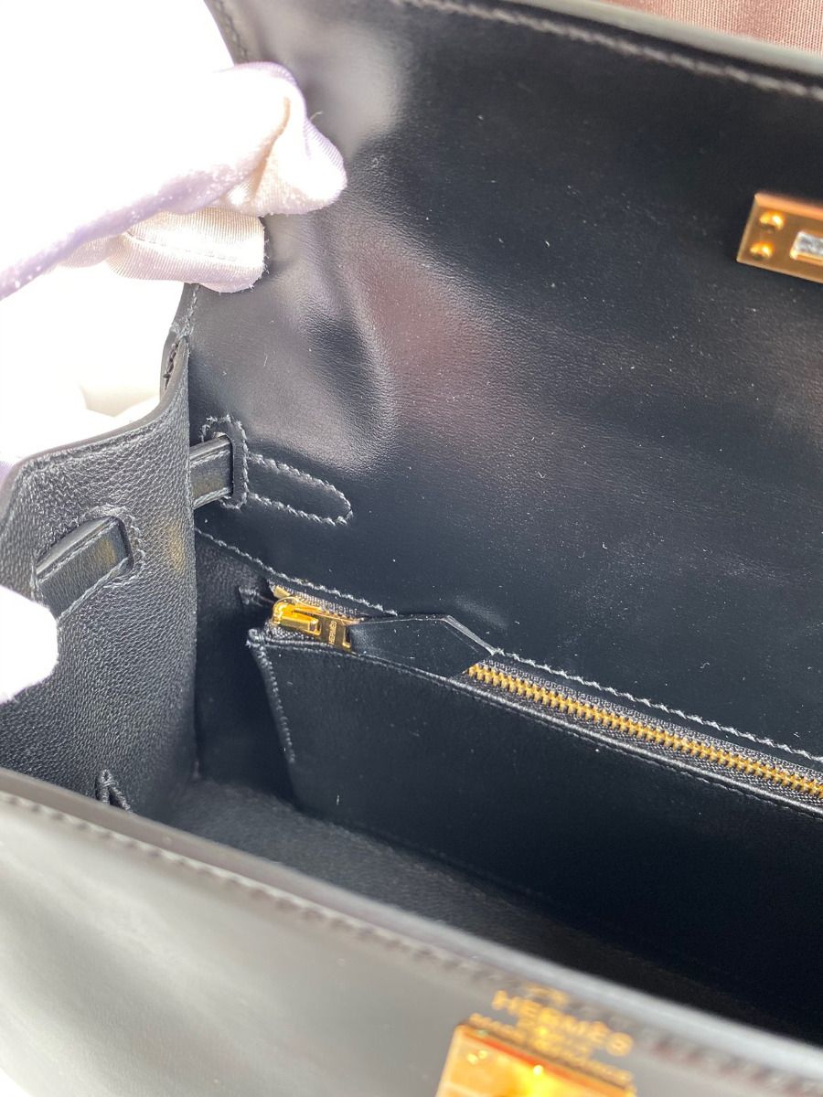 Hermes Kelly Sellier 25 Handmade Bag In Black Box Calfskin - Image 10