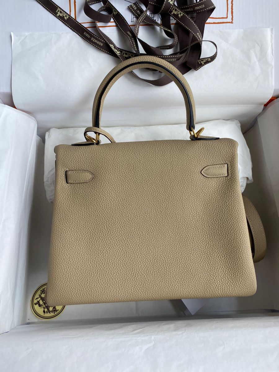 Hermes Kelly Retourne 25 Handmade Bag In Trench Clemence Leather - Image 3