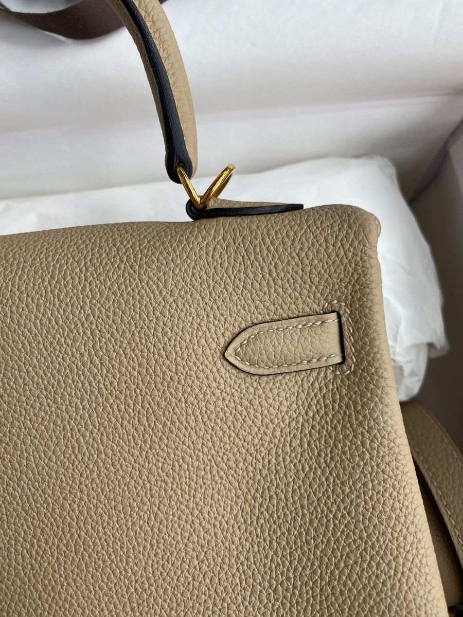 Hermes Kelly Retourne 25 Handmade Bag In Trench Clemence Leather - Image 5