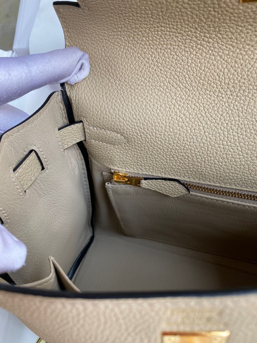 Hermes Kelly Retourne 25 Handmade Bag In Trench Clemence Leather - Image 10