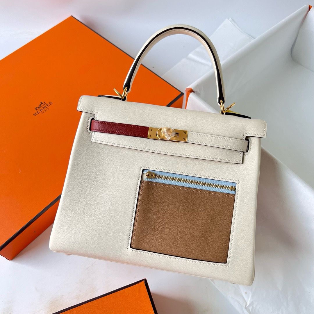 Hermes Kelly Colormatic 25 Handmade Bag in Nata Swifit Leather - Image 3