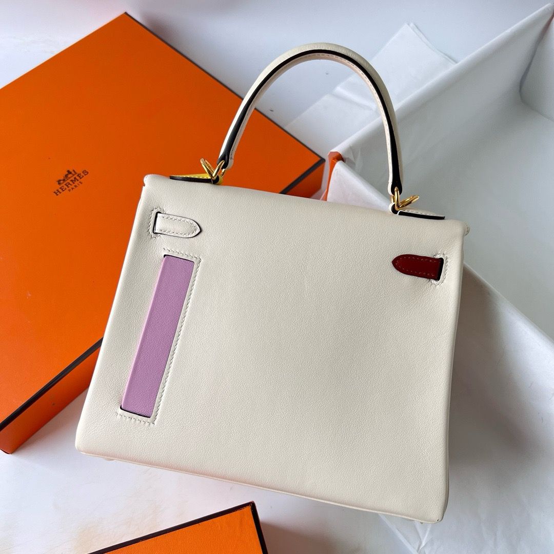 Hermes Kelly Colormatic 25 Handmade Bag in Nata Swifit Leather - Image 6