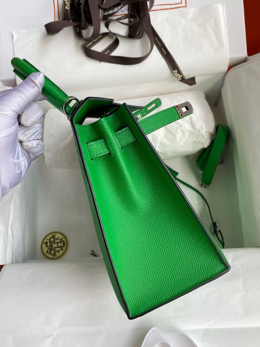 Hermes Kelly Sellier 25 Handmade Bag In Bambou Epsom Calfskin - Image 6