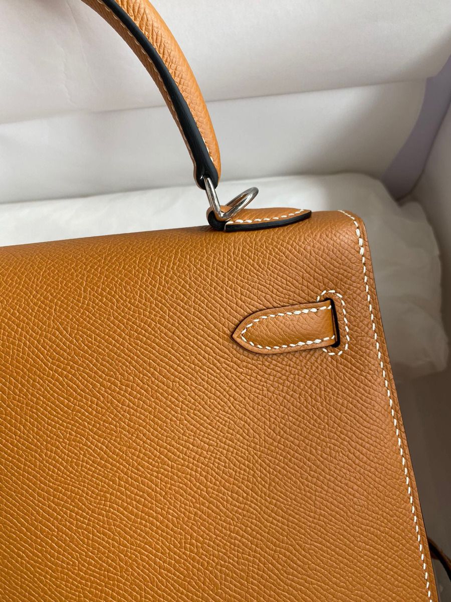 Hermes Kelly Sellier 25 Handmade Bag In Toffee Epsom Calfskin - Image 5