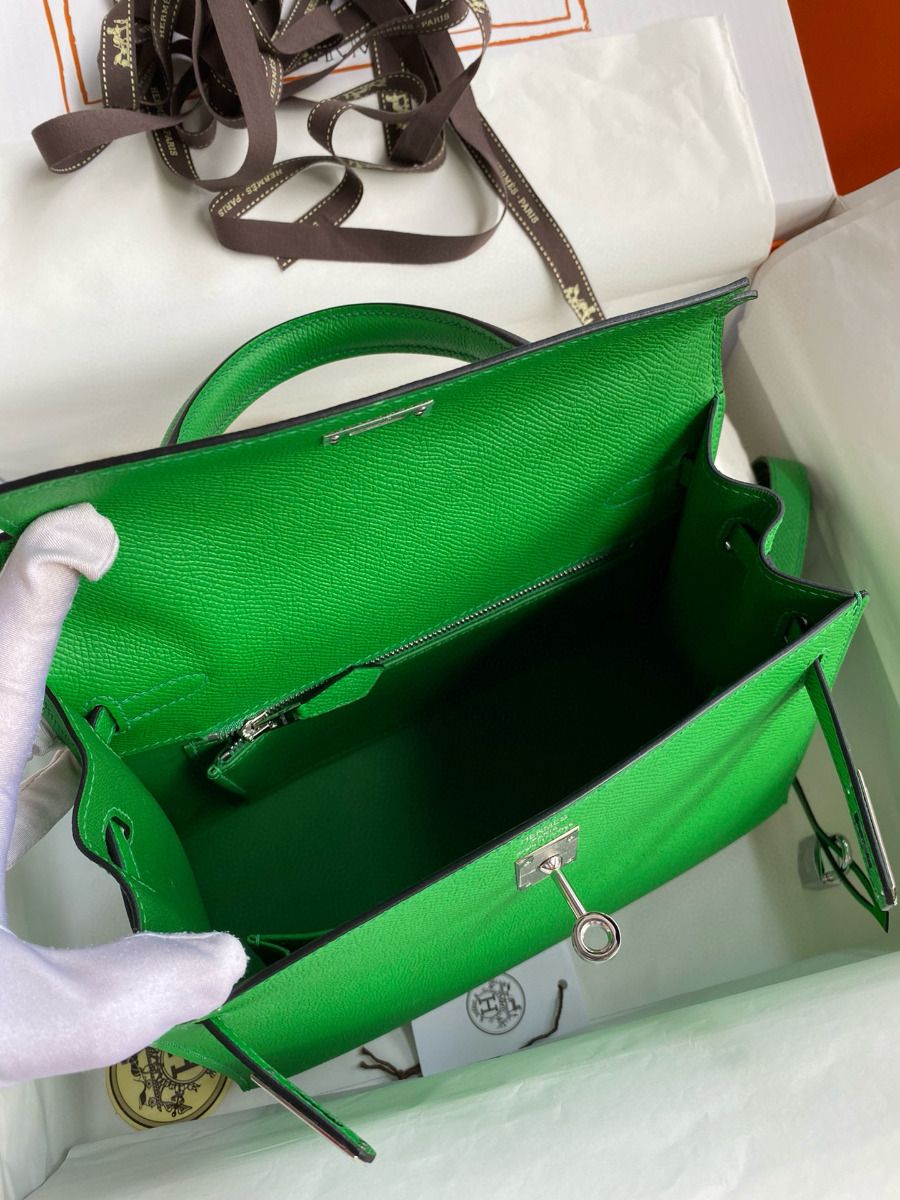 Hermes Kelly Sellier 28 Handmade Bag In Bamboo Epsom Calfskin - Image 7