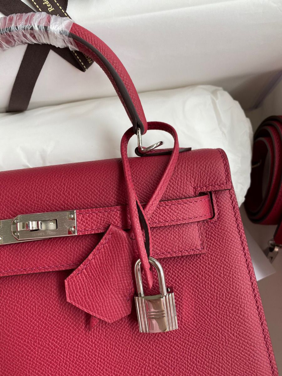 Hermes Kelly Sellier 28 Handmade Bag In Ruby Epsom Calfskin - Image 4