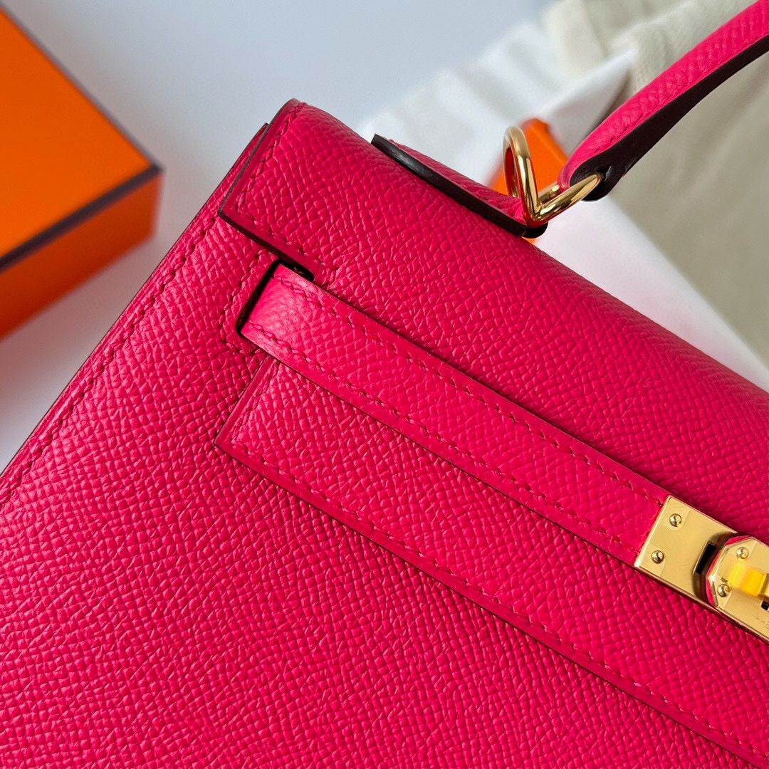 Hermes Kelly Sellier 28 Handmade Bag In Rose Extreme Epsom Calfskin - Image 7