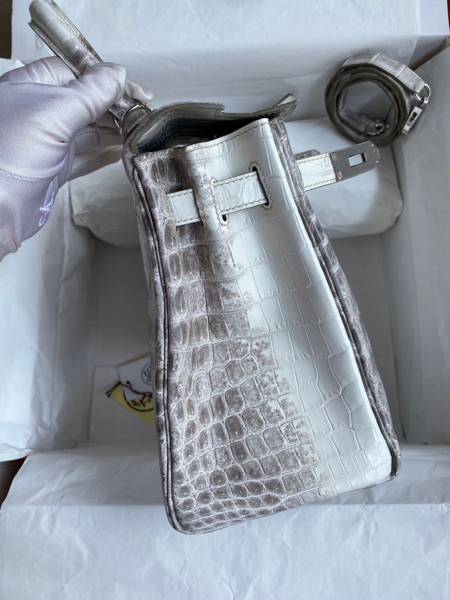 Hermes Kelly Retourne 28 Handmade Bag In Himalaya Crocodile Niloticus Skin - Image 6