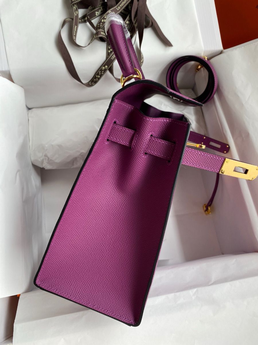 Hermes Kelly Sellier 32 Handmade Bag in Anemone Epsom Calfskin - Image 6