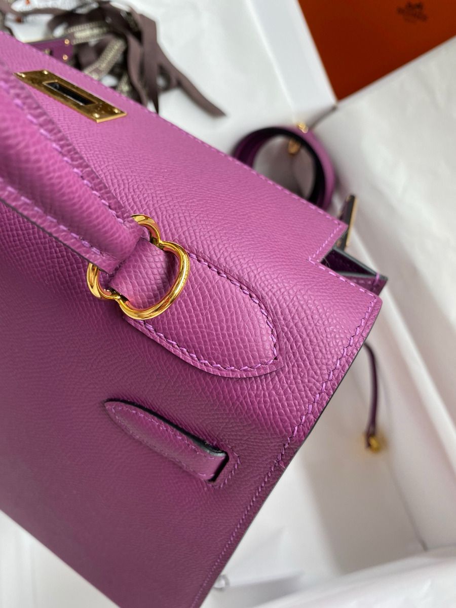 Hermes Kelly Sellier 32 Handmade Bag in Anemone Epsom Calfskin - Image 7