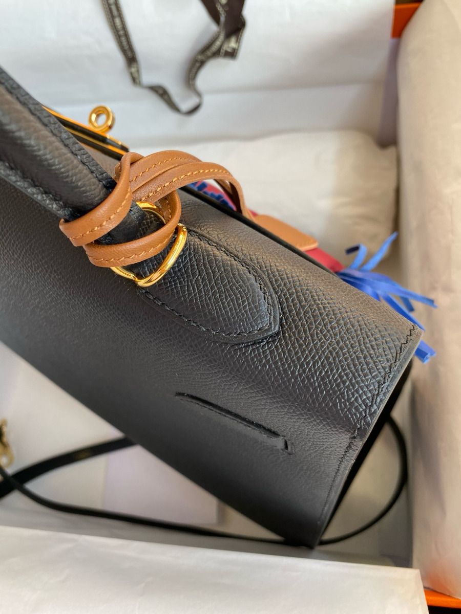 Hermes Kelly Sellier 35 Handmade Bag In Black Epsom Calfskin - Image 6