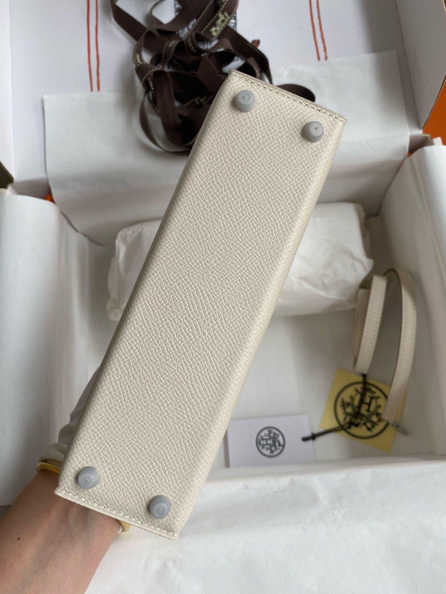 Hermes Kelly Mini II Verso Sellier Handmade Bag in Craie Epsom Calfskin - Image 5