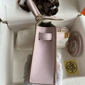 Hermes Kelly Mini II Verso Sellier Handmade Bag in Mauve Pale Epsom Calfskin