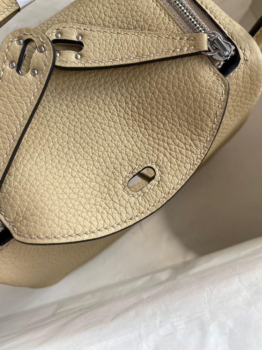 Hermes Mini Lindy Handmade Bag In Trench Clemence Leather - Image 6