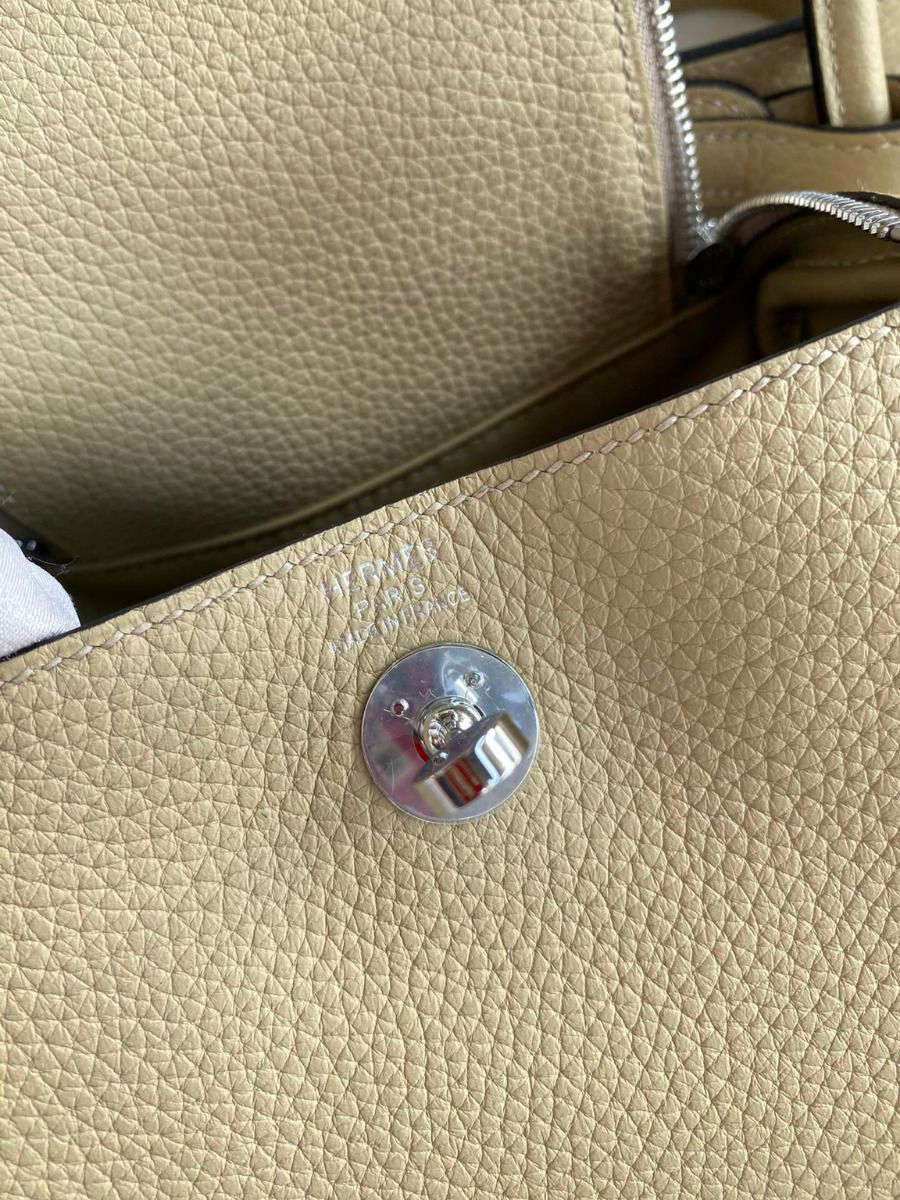 Hermes Mini Lindy Handmade Bag In Trench Clemence Leather - Image 8