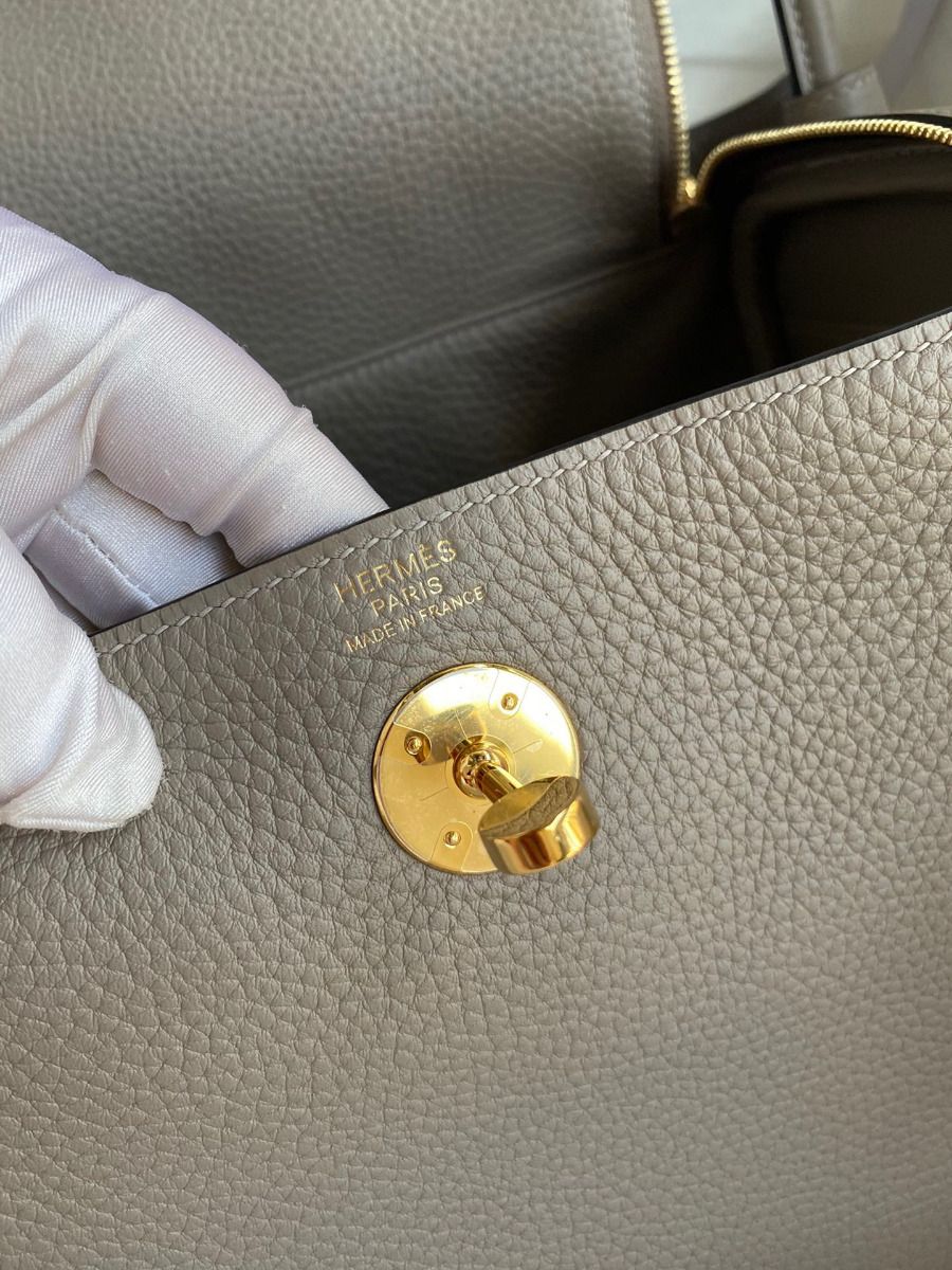 Hermes Lindy 26 Handmade Bag In Gris Asphalt Clemence Leather - Image 10