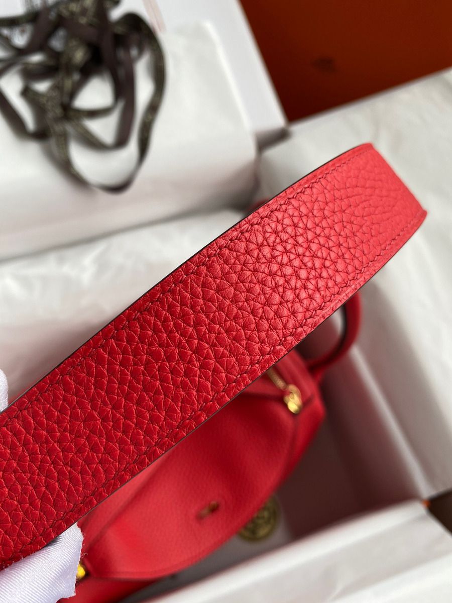 Hermes Lindy 26 Handmade Bag In Red Clemence Leather - Image 8
