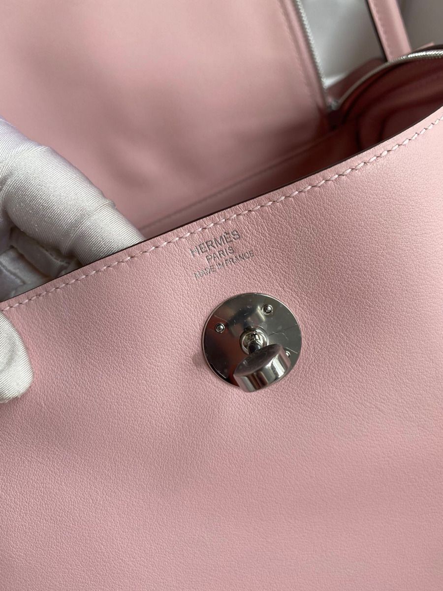 Hermes Lindy 26 Handmade Bag In Rose Sakura Swift Calfskin - Image 10