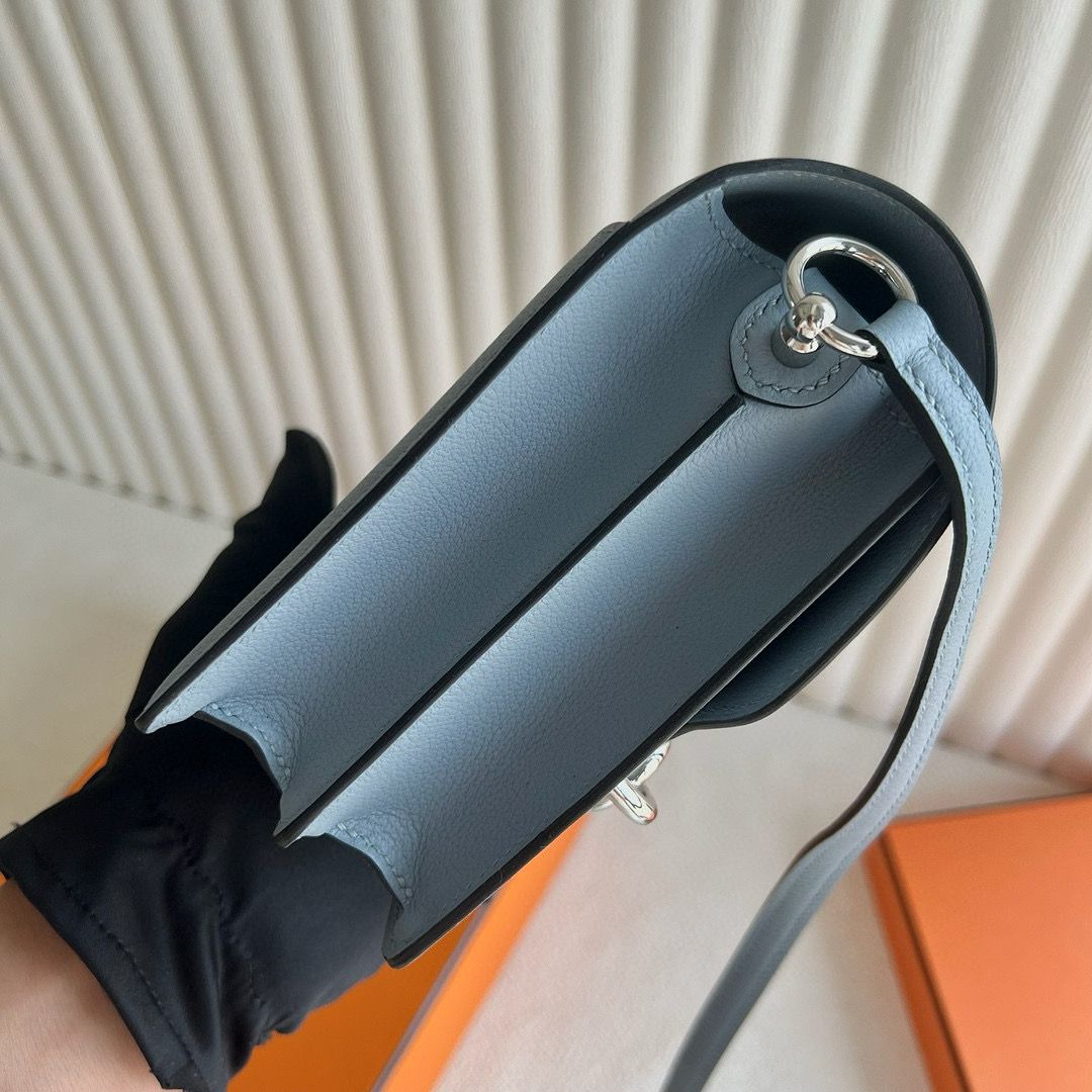 Hermes Roulis Mini 18 Bag in Blue Lin Evercolor Calfskin - Image 7