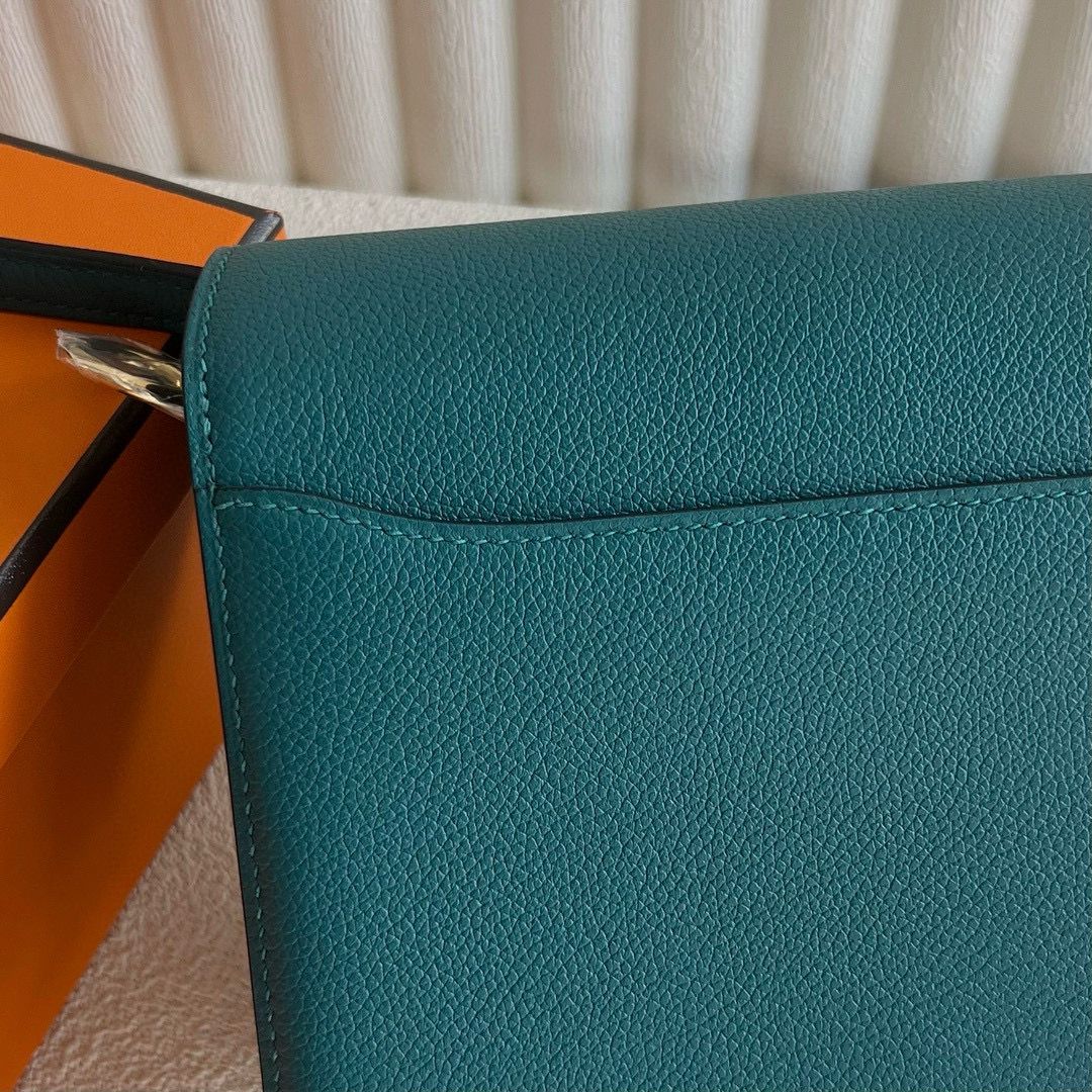 Hermes Roulis Mini 18 Bag in Vert Bosphore Evercolor Calfskin - Image 8