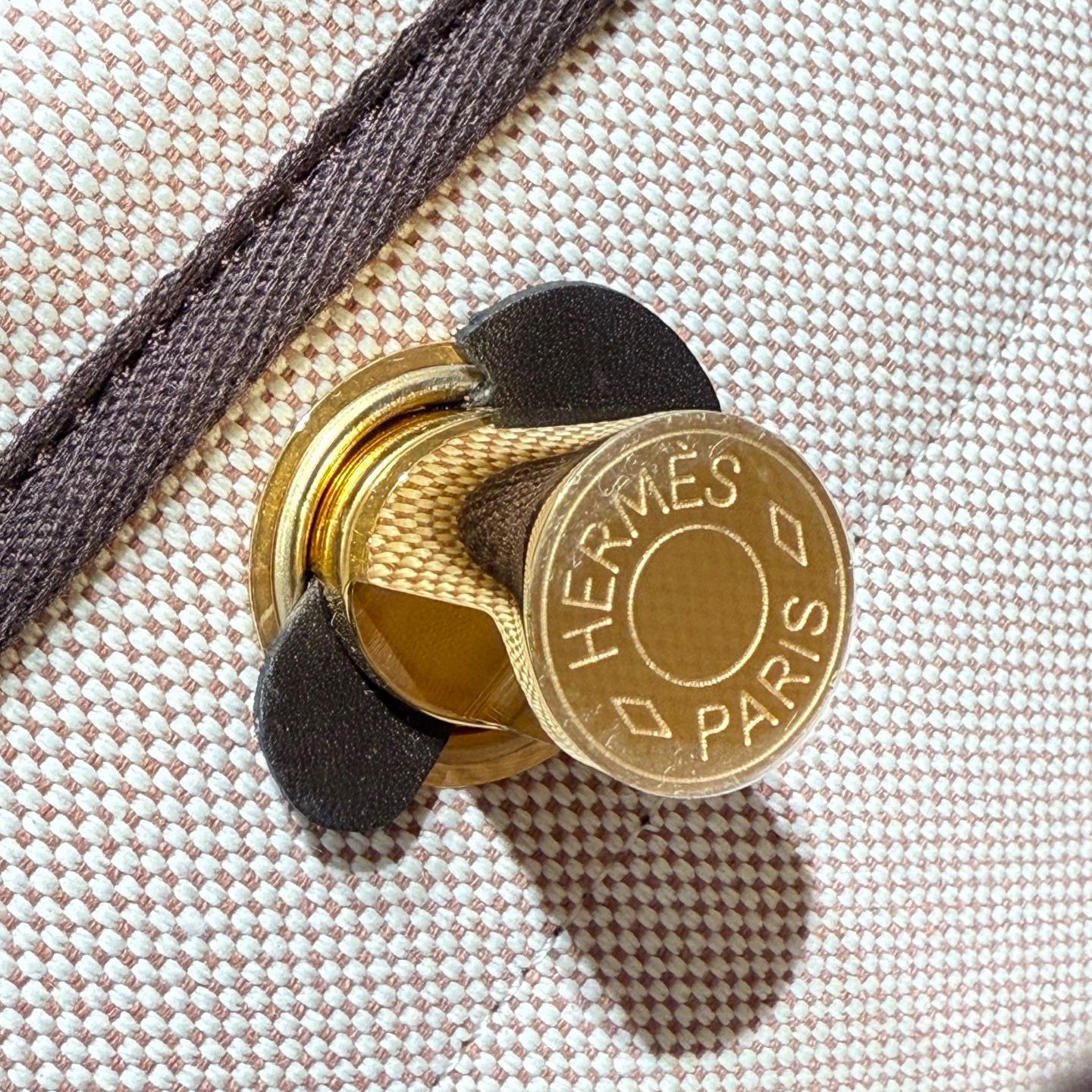 Hermes Herbag Zip 20 Bag in Canvas and Gold Hunter Calfskin - Image 13