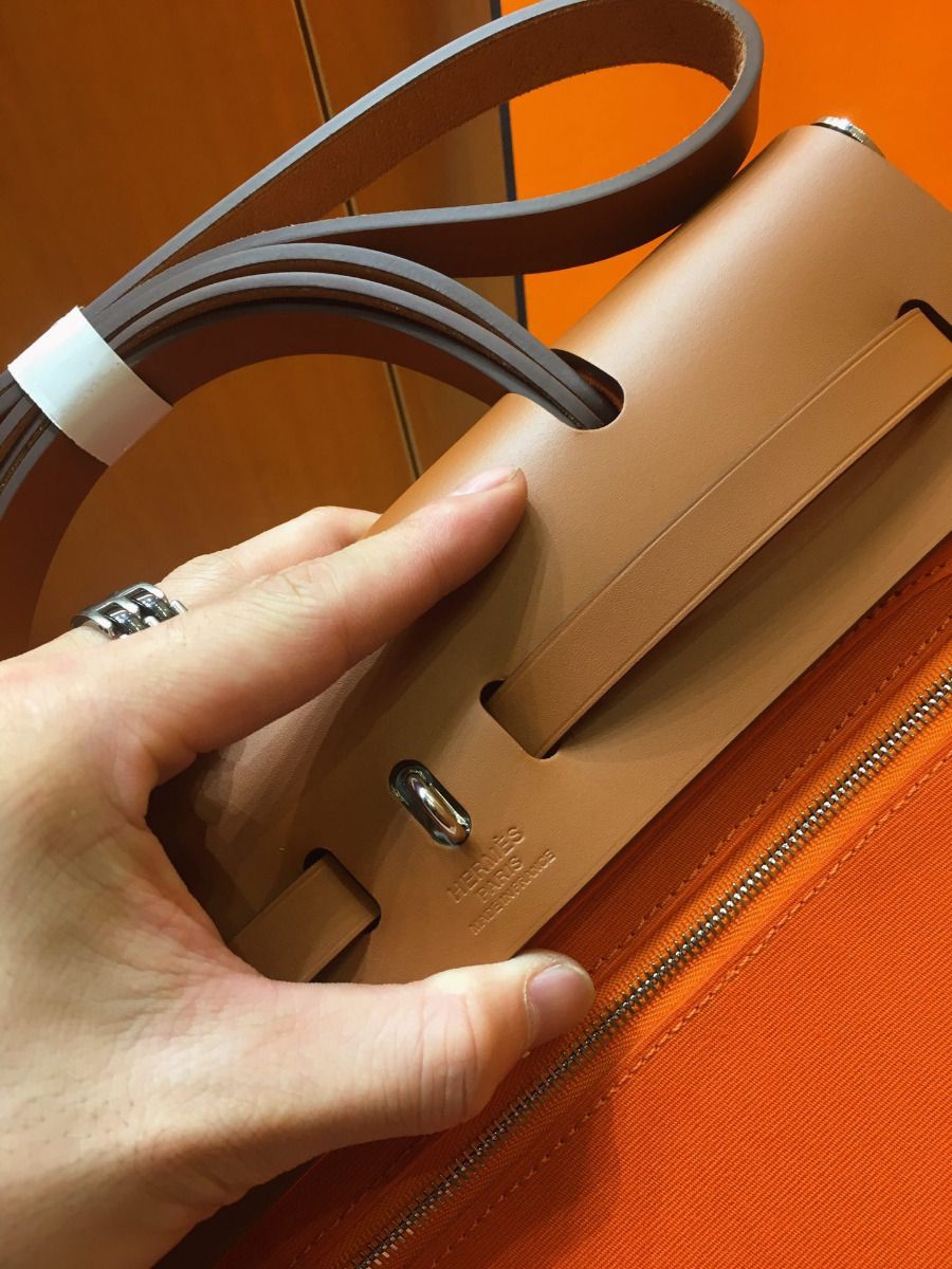 Hermes Herbag Zip 31cm Bag In Brown And Orange - Image 9