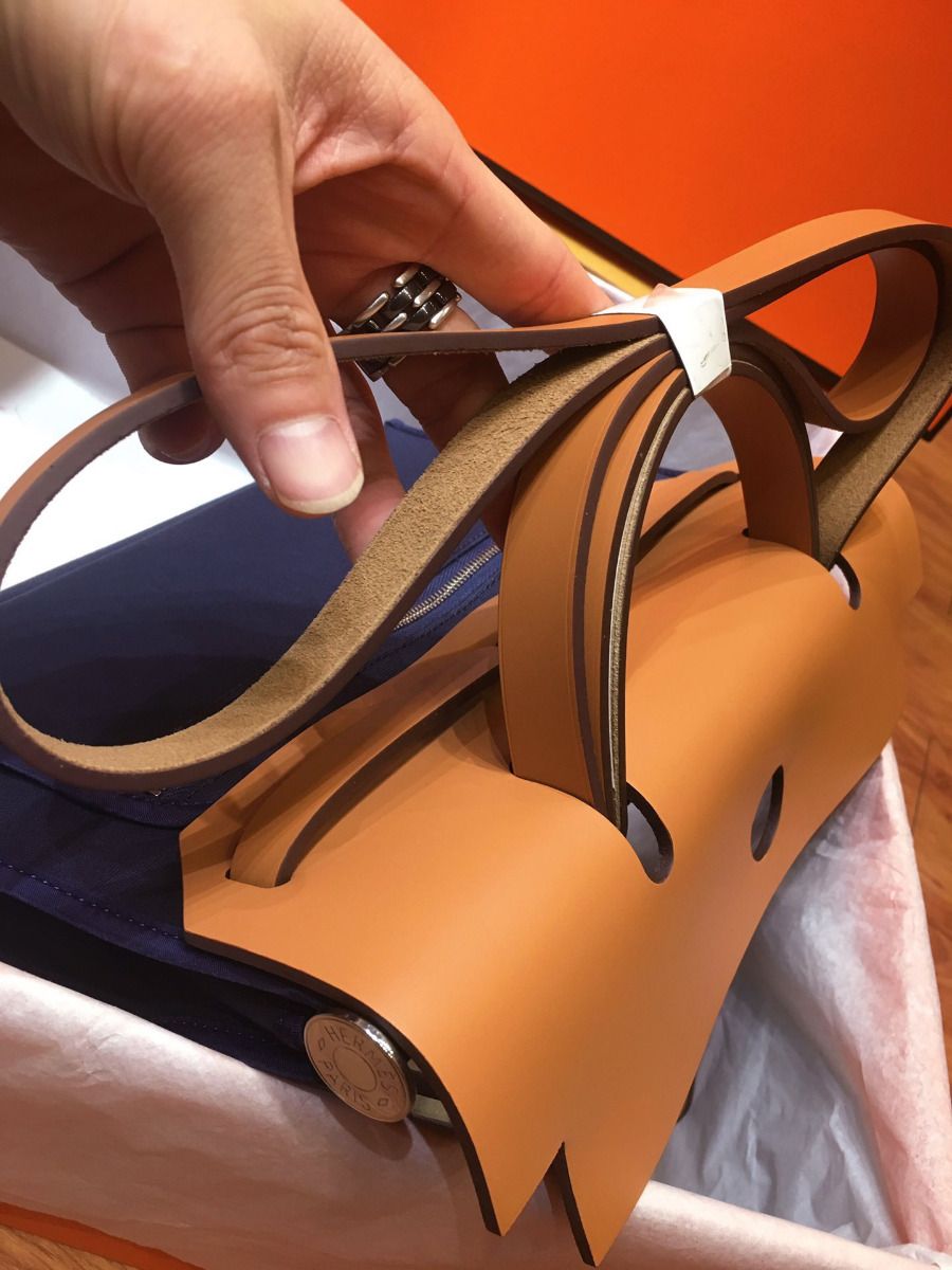 Hermes Herbag Zip 31cm Bag In Brown And Blue - Image 9