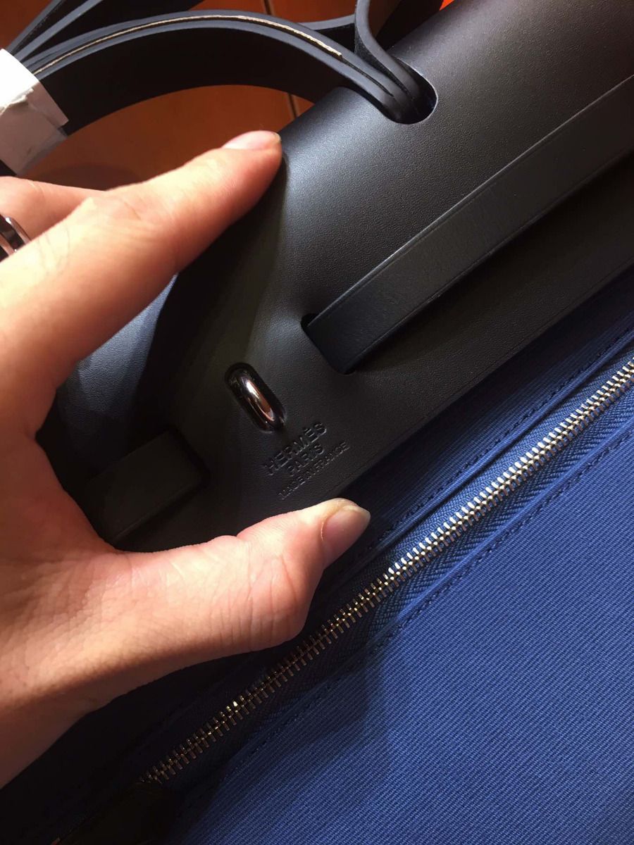 Hermes Herbag Zip 31cm Bag In Black And Blue - Image 9