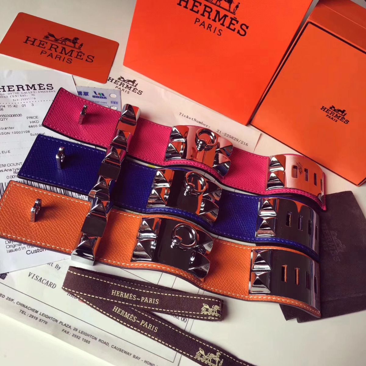 Hermes Blue Epsom Collier de Chien Bracelet Size S - Image 5