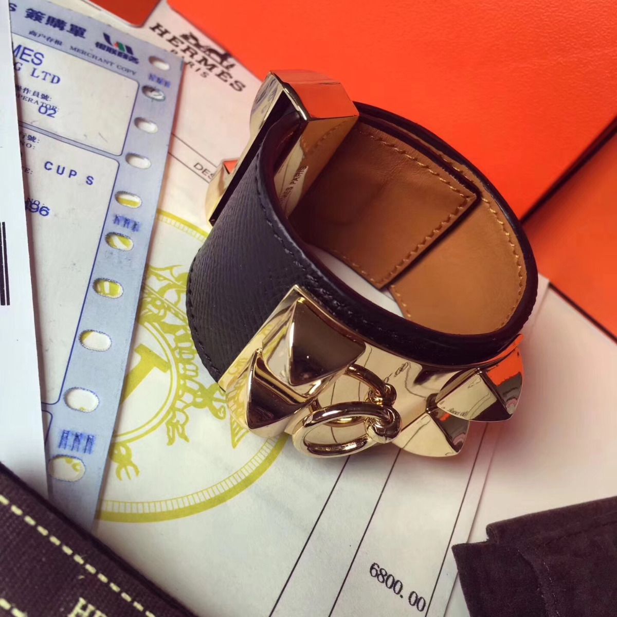 Hermes Black Epsom Collier de Chien Bracelet Size S - Image 3