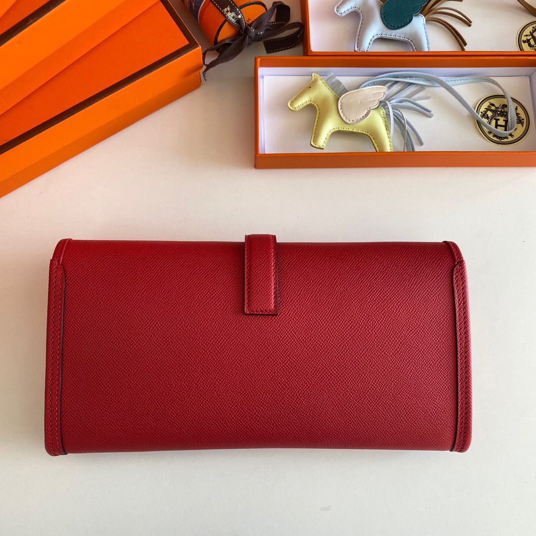 Hermes Jige Elan 29 Clutch Bag In Red Epsom Leather - Image 3