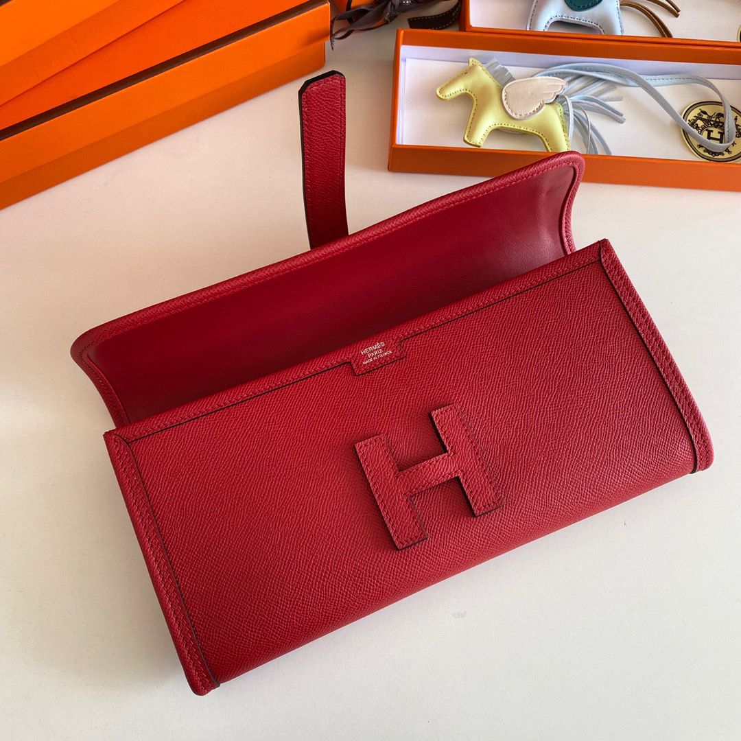 Hermes Jige Elan 29 Clutch Bag In Red Epsom Leather - Image 6