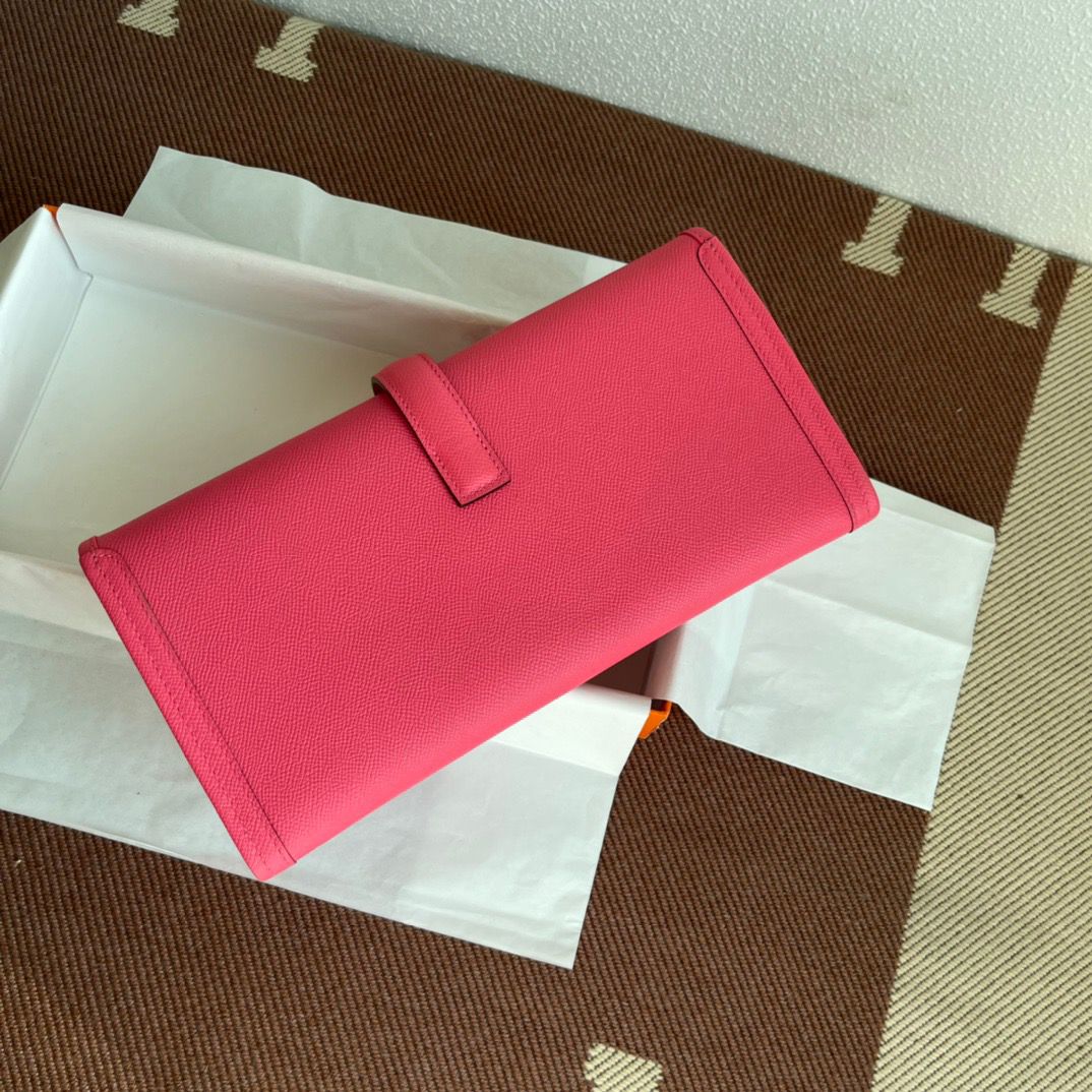 Hermes Jige Elan 29 Clutch Bag In Rose Lipstick Epsom Leather - Image 3