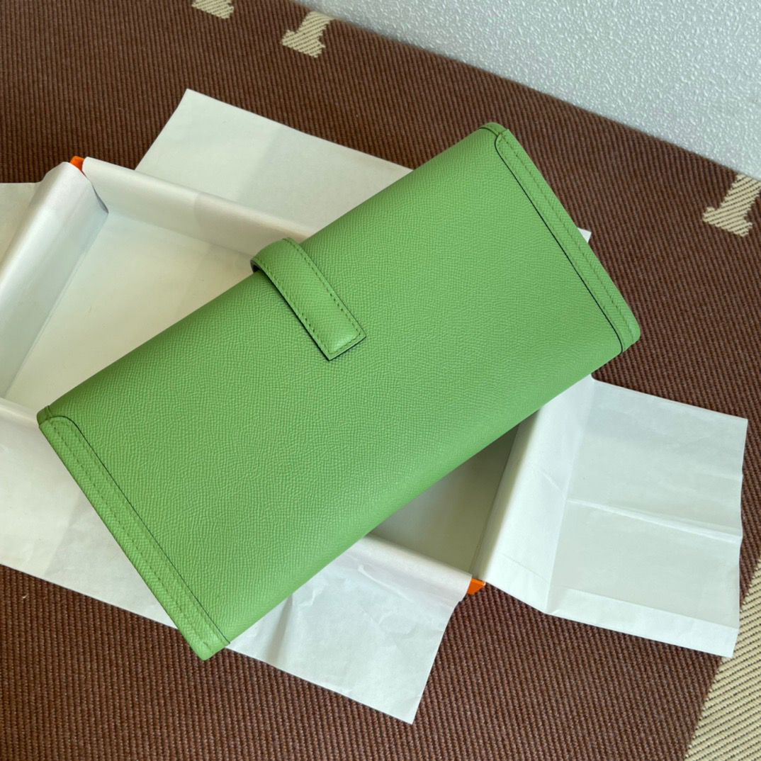 Hermes Jige Elan 29 Clutch Bag In Vert Criquet Epsom Leather - Image 3