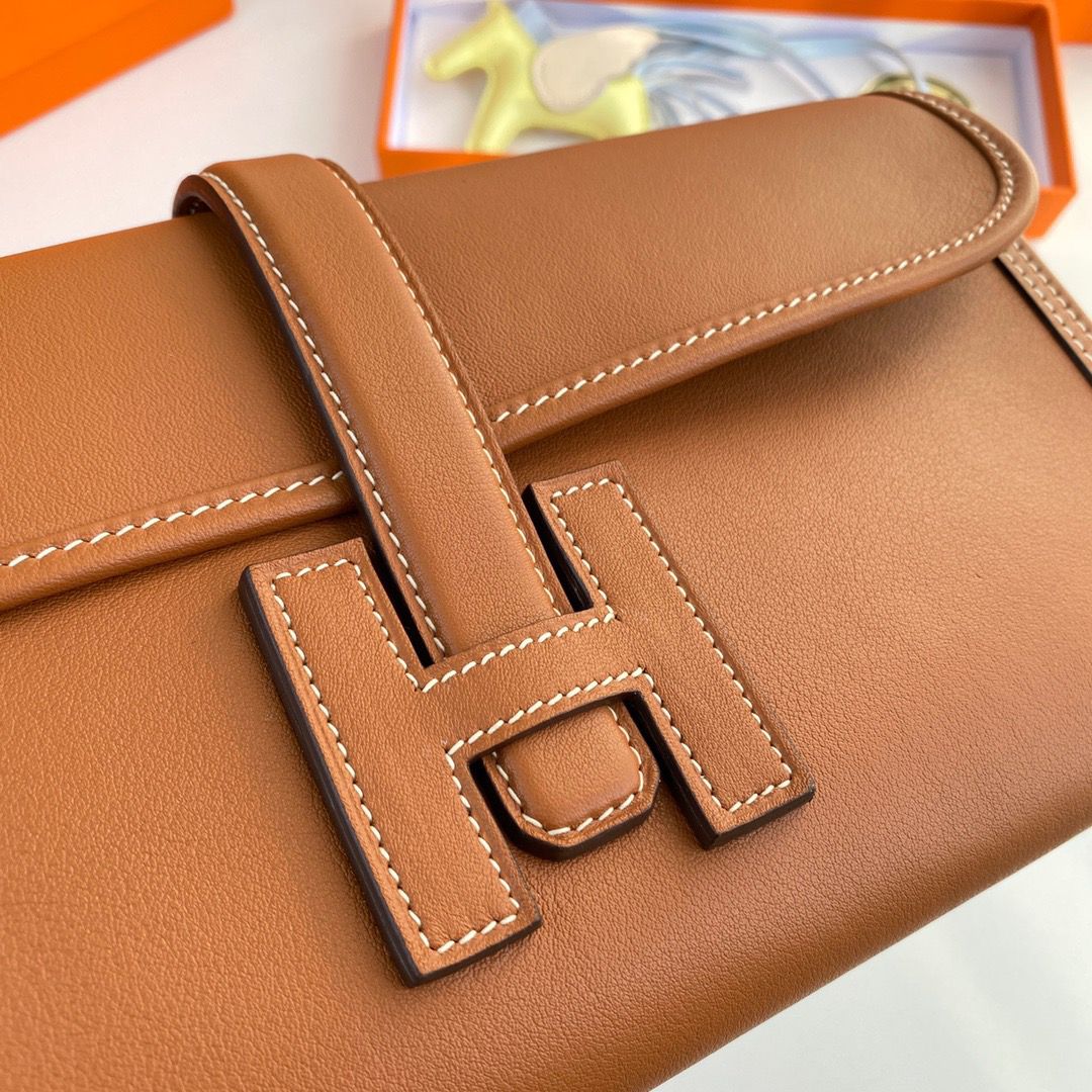 Hermes Jige Elan 29 Clutch Bag In Gold Swift Calfskin - Image 6