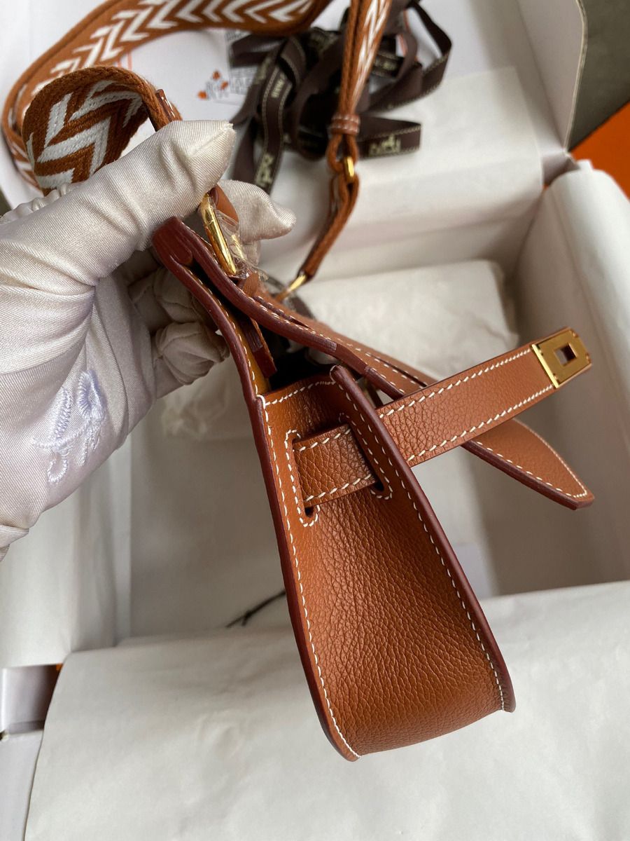 Hermes Jypsiere Mini Handmade Bag In Gold Evercolor Calfskin - Image 7